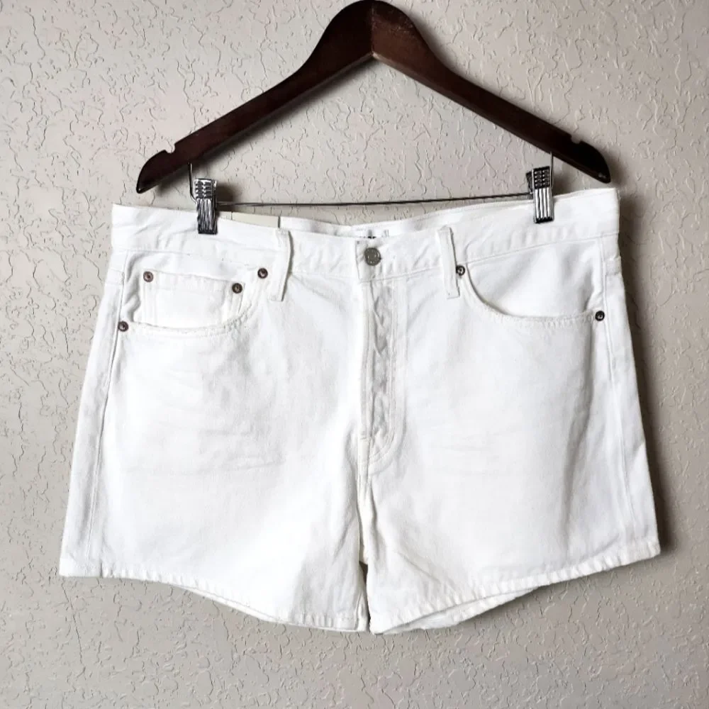 Agolde Parker Long Short Loose Fit Vintage Short Denim Jeans Dough Size 32